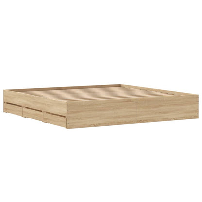 Bed Frame with Drawers without Mattress Sonoma Oak 180x200 cm Super King
