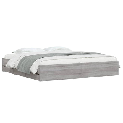 Bed Frame with Drawers without Mattress Grey Sonoma 180x200 cm Super King