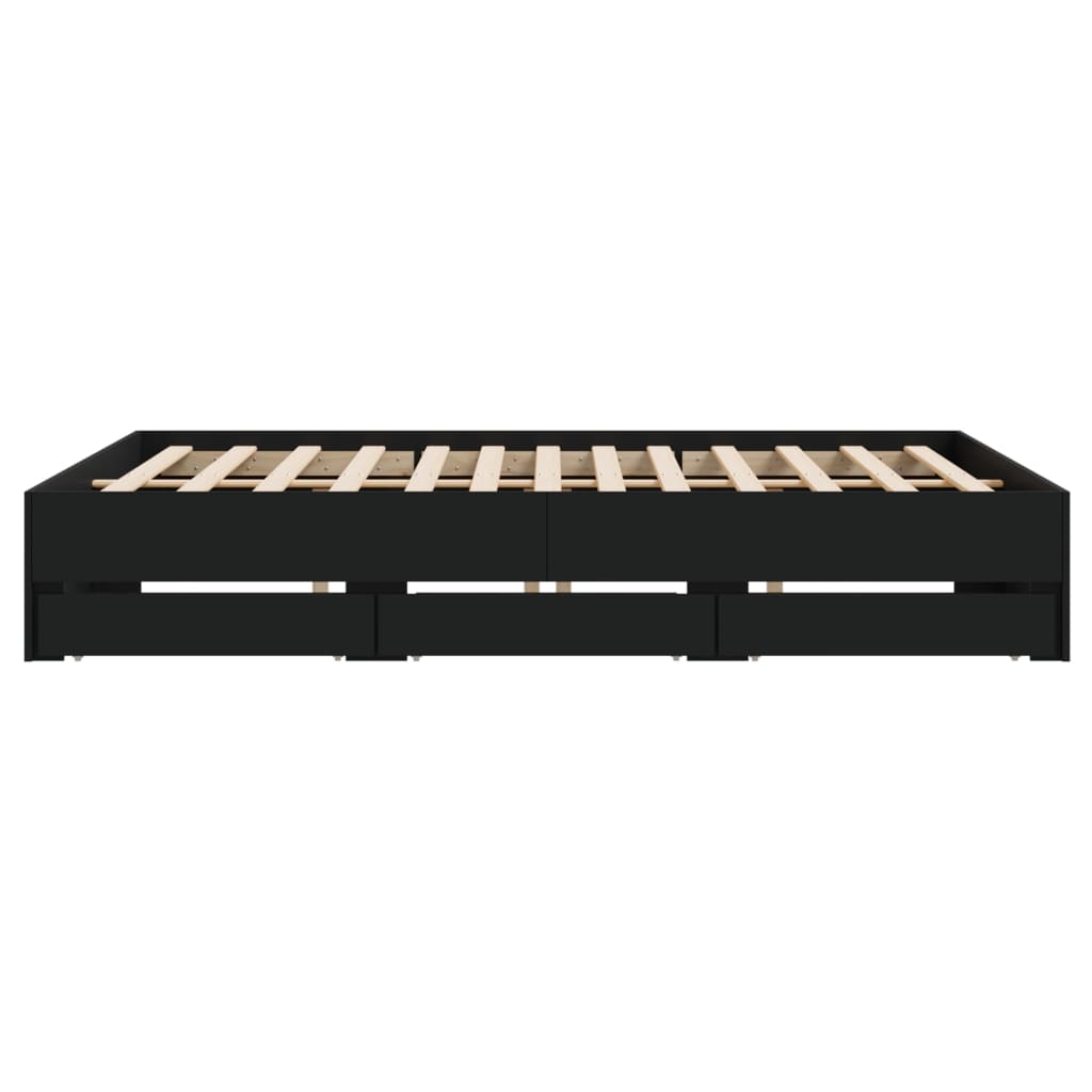 Bed Frame with Drawers without Mattress Black 160x200 cm
