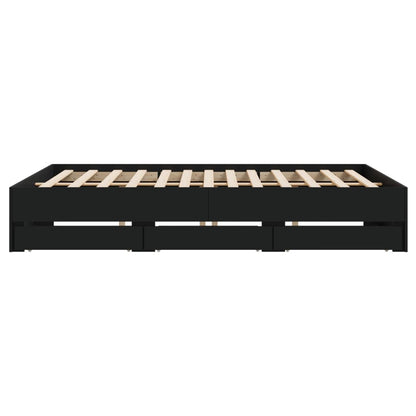 Bed Frame with Drawers without Mattress Black 160x200 cm