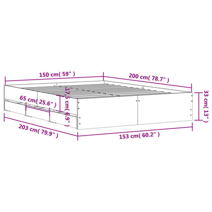 Bed Frame with Drawers without Mattress Sonoma Oak 150x200 cm King Size