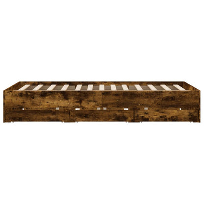 Bed Frame with Drawers without Mattress Smoked Oak 150x200 cm King Size
