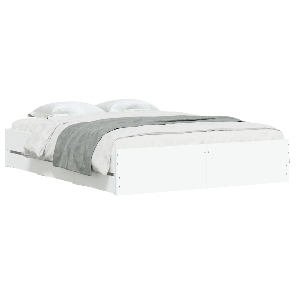 Bed Frame with Drawers without Mattress White 140x200 cm