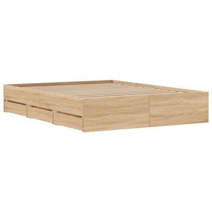 Bed Frame with Drawers without Mattress Sonoma Oak 140x200 cm