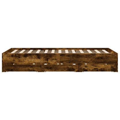 Bed Frame with Drawers without Mattress Smoked Oak 140x200 cm