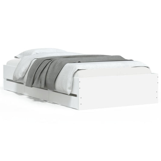 Bed Frame with Drawers without Mattress White 100x200 cm