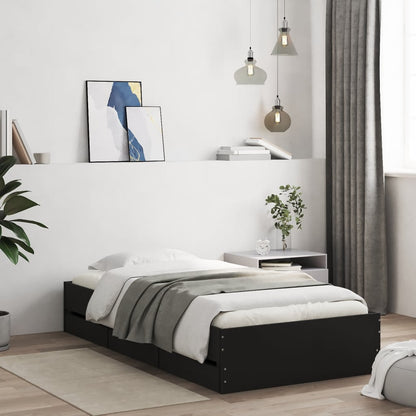 Bed Frame with Drawers without Mattress Black 100x200 cm