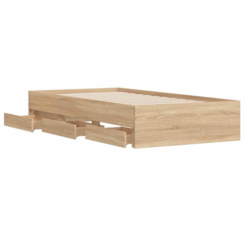 Bed Frame with Drawers without Mattress Sonoma Oak 90x200 cm