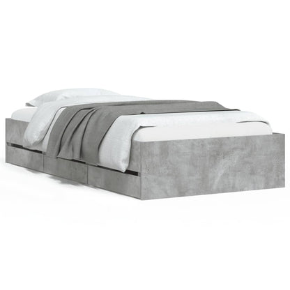 Bed Frame with Drawers without Mattress Concrete Grey 90x200 cm