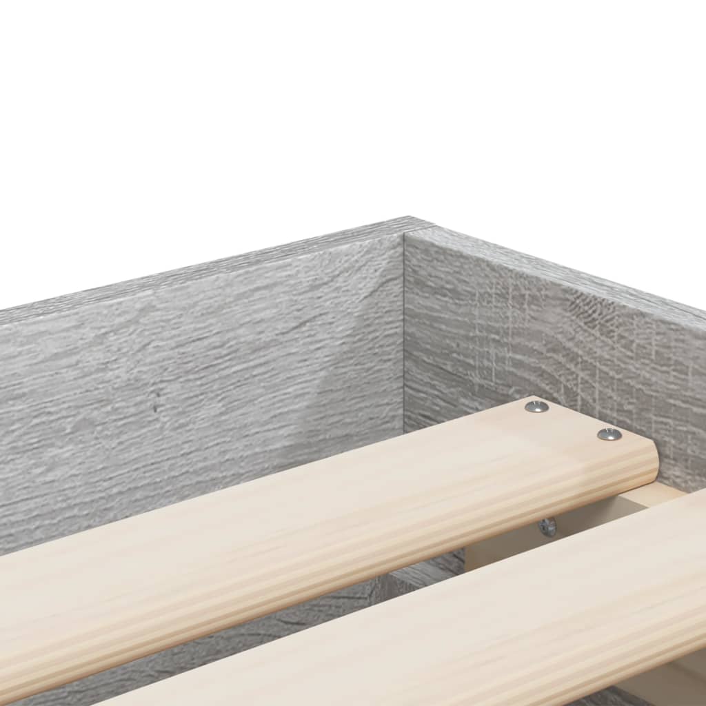 Bed Frame with Drawers without Mattress Grey Sonoma 90x200 cm