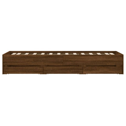 Bed Frame with Drawers without Mattress Brown Oak 90x200 cm