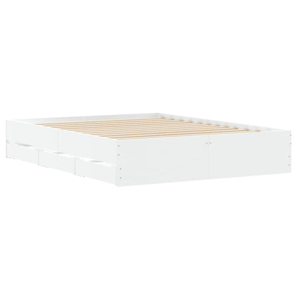 Bed Frame with Drawers without Mattress White 140x190 cm