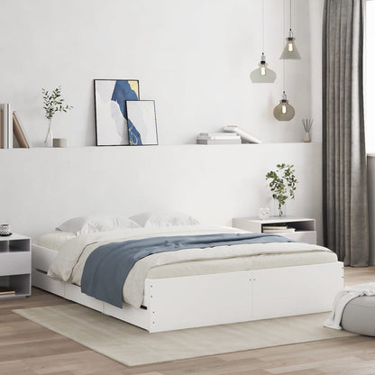 Bed Frame with Drawers without Mattress White 140x190 cm