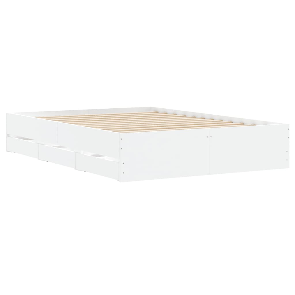 Bed Frame with Drawers without Mattress White 135x190 cm Double