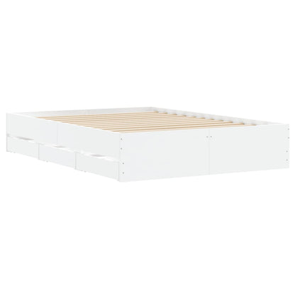 Bed Frame with Drawers without Mattress White 135x190 cm Double