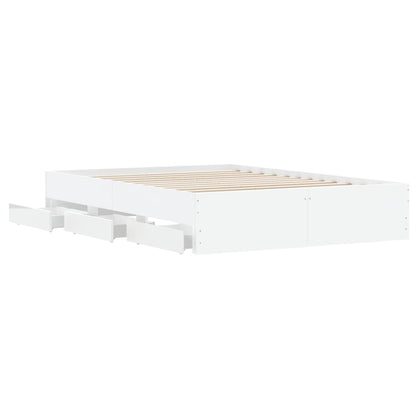 Bed Frame with Drawers without Mattress White 135x190 cm Double