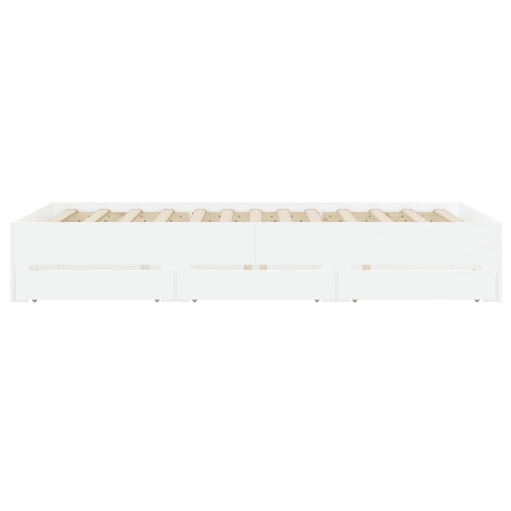Bed Frame with Drawers without Mattress White 135x190 cm Double