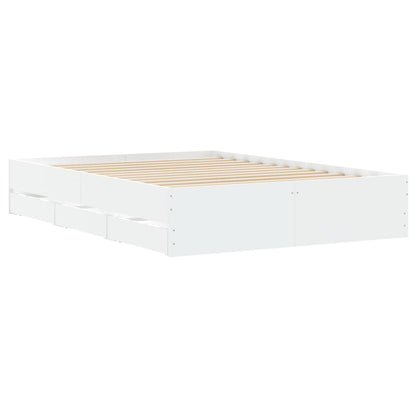 Bed Frame with Drawers without Mattress White 135x190 cm Double