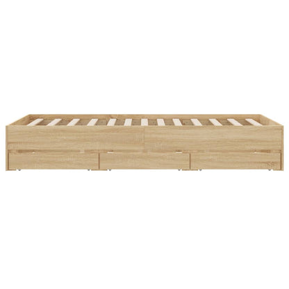 Bed Frame with Drawers without Mattress Sonoma Oak 135x190 cm Double