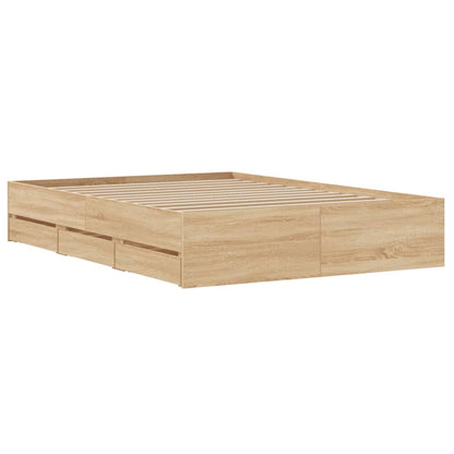 Bed Frame with Drawers without Mattress Sonoma Oak 135x190 cm Double