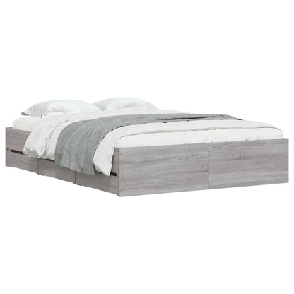 Bed Frame with Drawers without Mattress Grey Sonoma 135x190 cm Double
