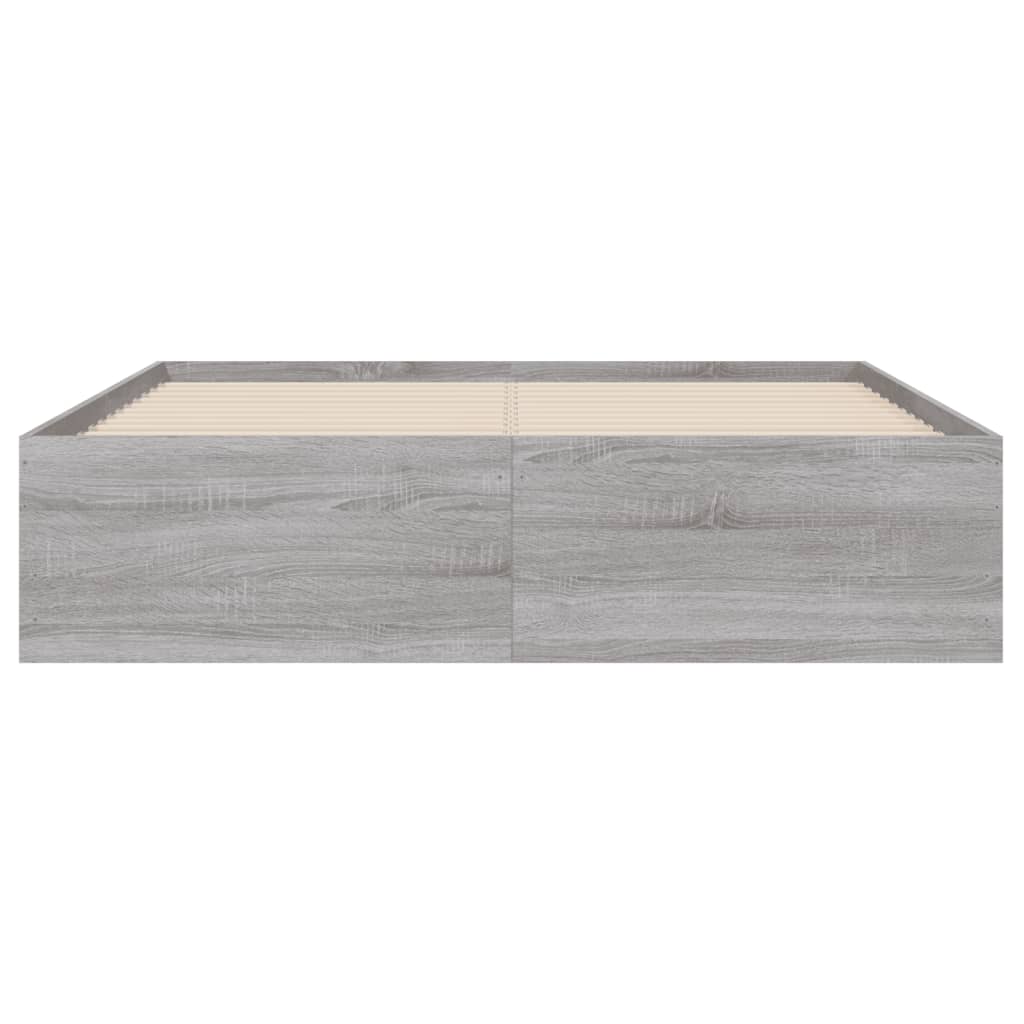 Bed Frame with Drawers without Mattress Grey Sonoma 135x190 cm Double