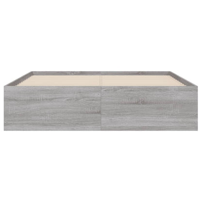 Bed Frame with Drawers without Mattress Grey Sonoma 135x190 cm Double