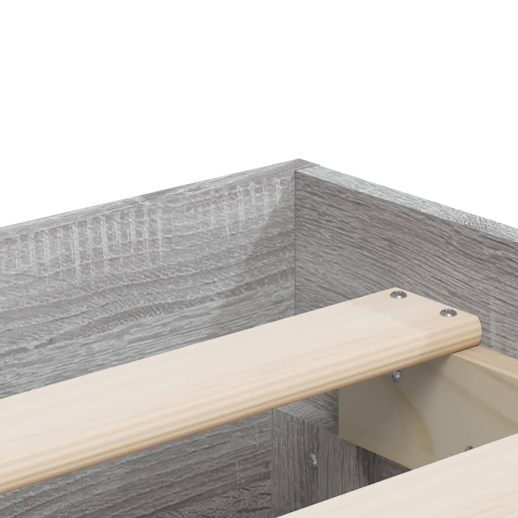 Bed Frame with Drawers without Mattress Grey Sonoma 135x190 cm Double