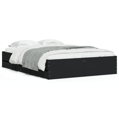 Bed Frame with Drawers without Mattress Black 120x190 cm Small Double