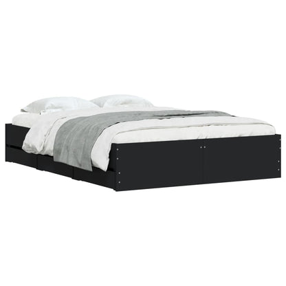 Bed Frame with Drawers without Mattress Black 120x190 cm Small Double