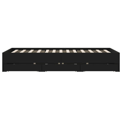 Bed Frame with Drawers without Mattress Black 120x190 cm Small Double