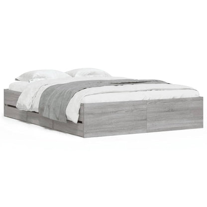 Bed Frame with Drawers without Mattress Grey Sonoma 120x190 cm Small Double