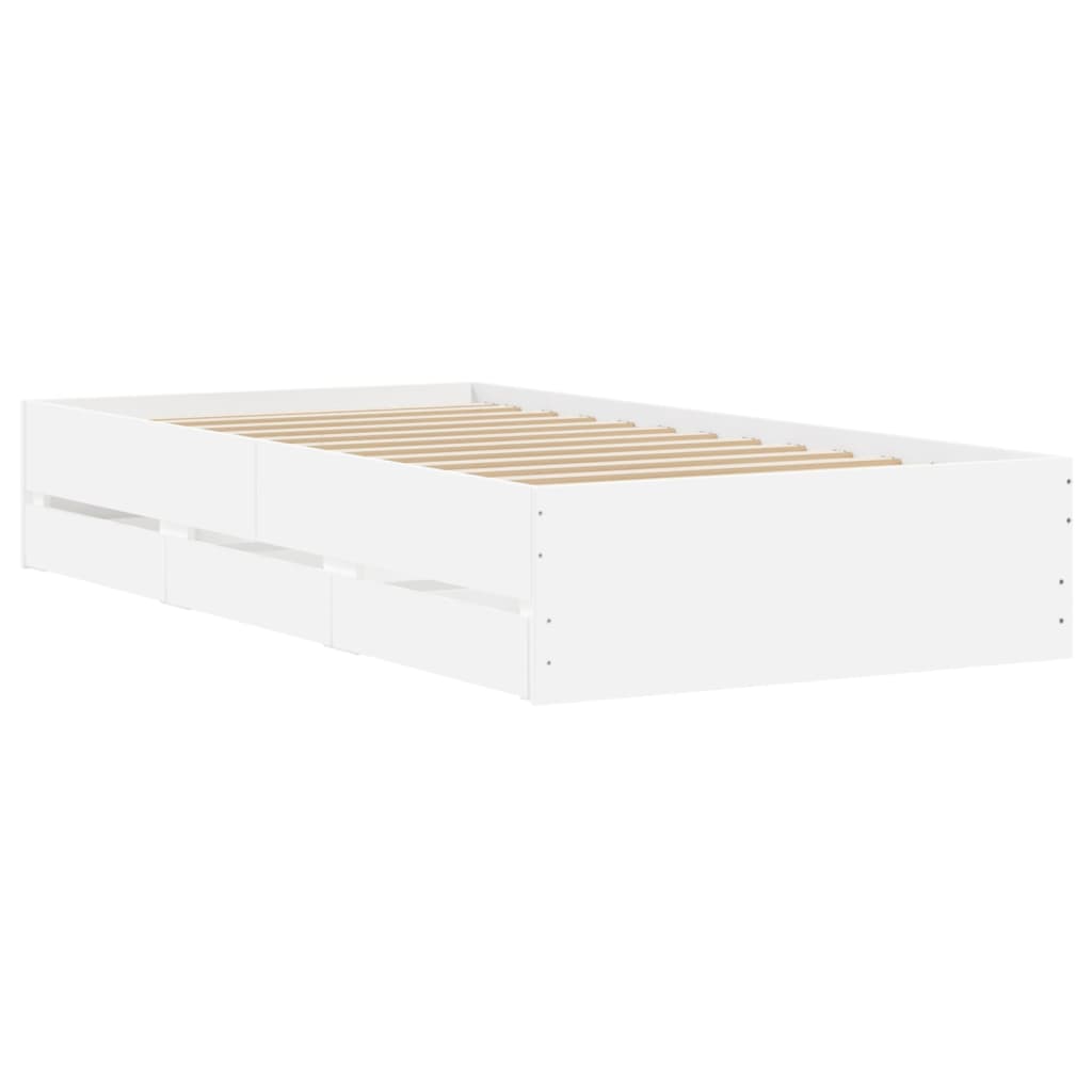Bed Frame with Drawers without Mattress White 90x190 cm Single