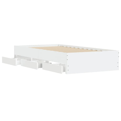 Bed Frame with Drawers without Mattress White 90x190 cm Single