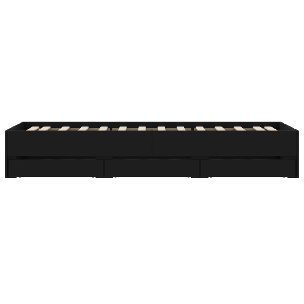 Bed Frame with Drawers without Mattress Black 90x190 cm Single