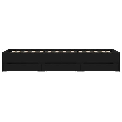 Bed Frame with Drawers without Mattress Black 90x190 cm Single