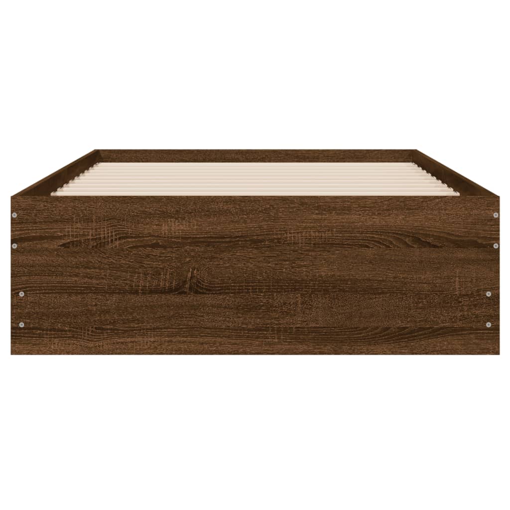 Bed Frame with Drawers without Mattress Brown Oak 90x190 cm Single