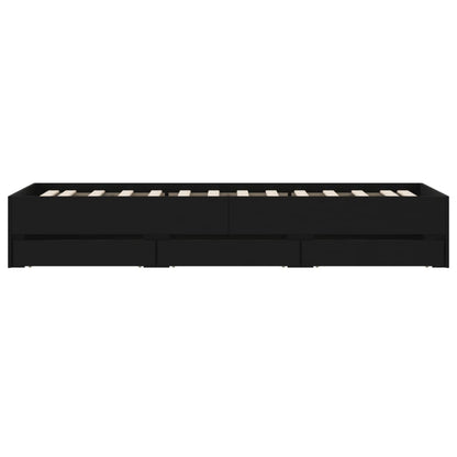 Bed Frame with Drawers without Mattress Black 75x190 cm Small Single