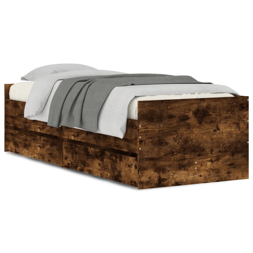 Bed Frame | Smoked Oak | Engineered wood | Single | Rectangular | Modern