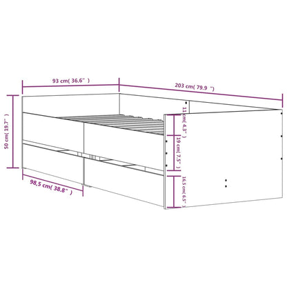 Bed Frame | White | Engineered wood | Single | Bed Frame | Rectangular