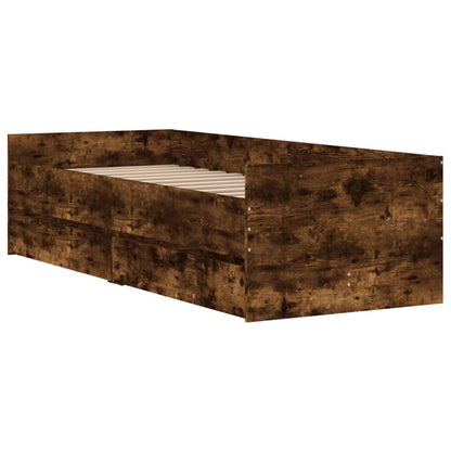 Bed Frame | Smoked oak | Engineered wood, Plywood slats | 90x200 cm