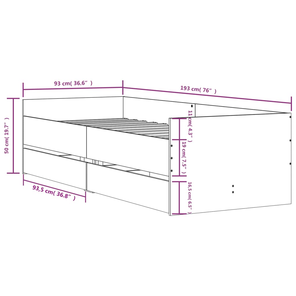 Bed Frame | White | Engineered wood, Plywood | Single | Bed Frame