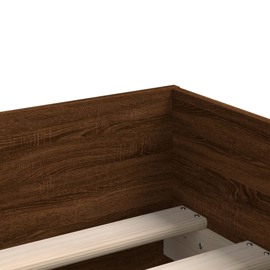 Bed Frame with Drawers without Mattress Brown Oak 90x190 cm Single