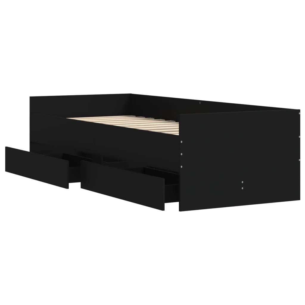 Bed Frame without Mattress Black 75x190 cm Small Single Small Single