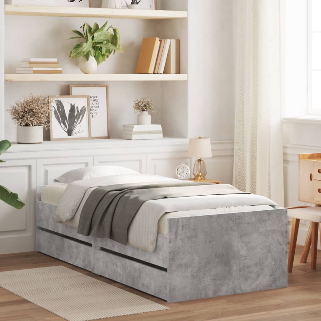 Bed Frame | Concrete grey | Engineered wood | Small Single | Bed Frame