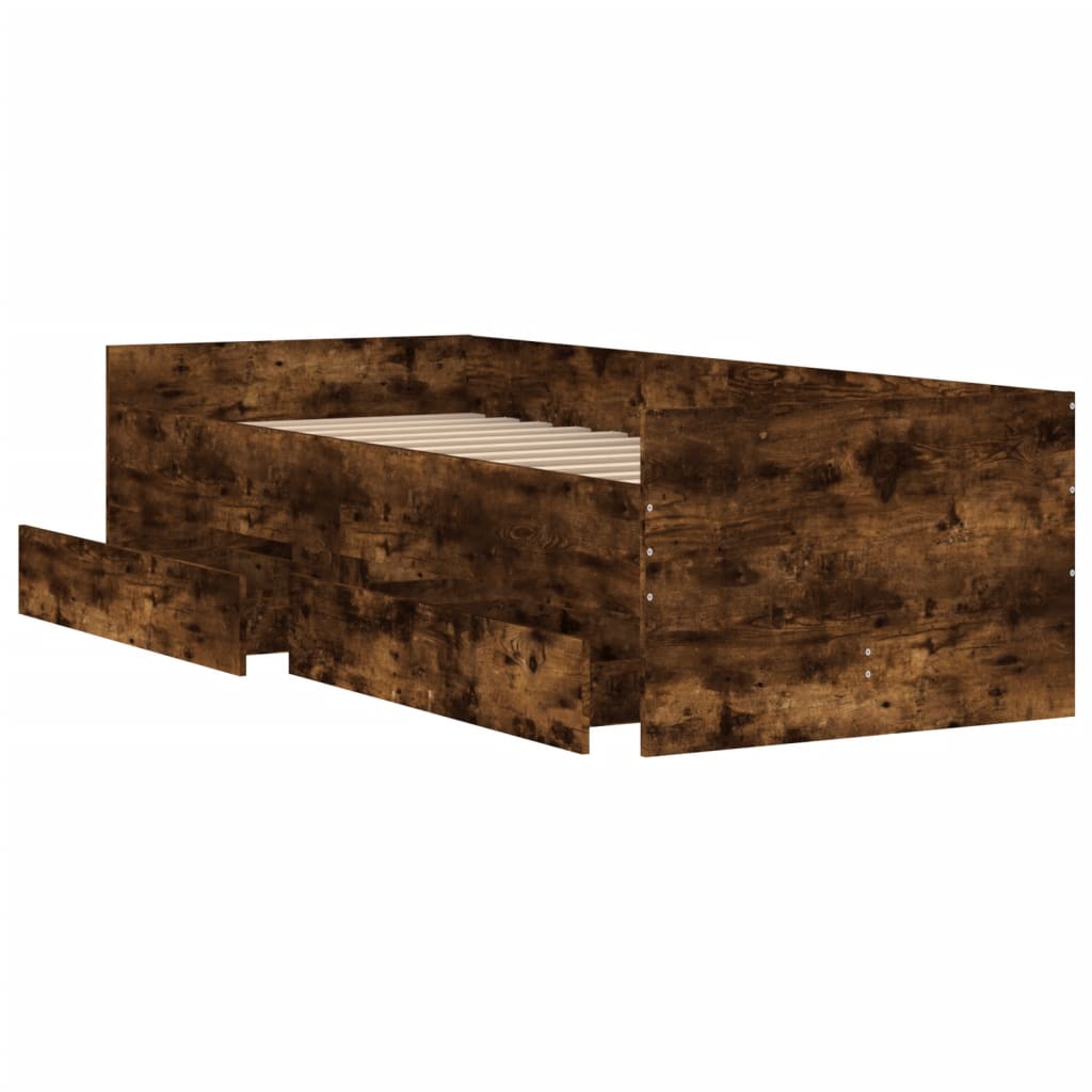 Bed Frame without Mattress Smoked Oak 75x190 cm Small Single Small Single