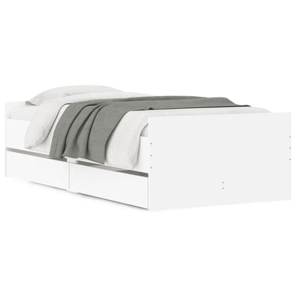 Bed Frame with Drawers without Mattress White 100x200 cm