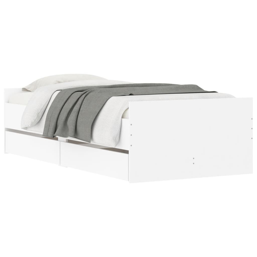 Bed Frame with Drawers without Mattress White 100x200 cm