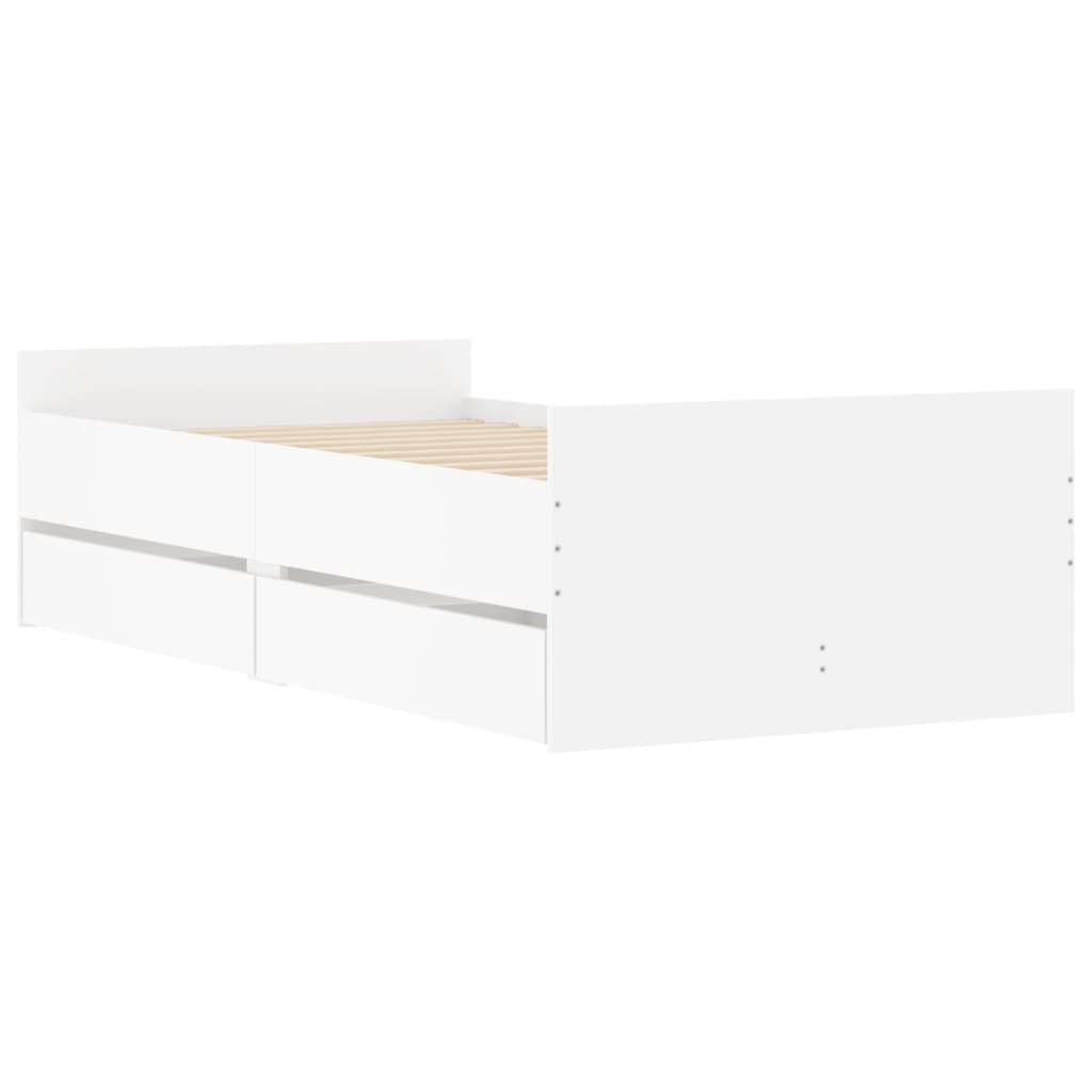 Bed Frame with Drawers without Mattress White 100x200 cm