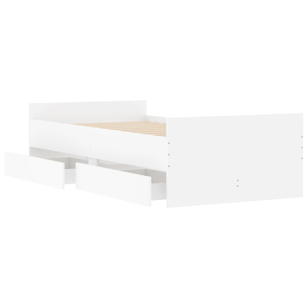 Bed Frame with Drawers without Mattress White 100x200 cm